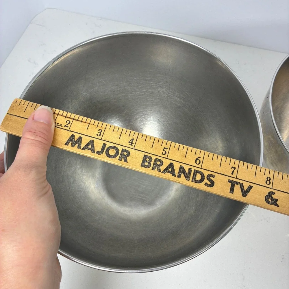 3 Vtg Revere Ware Mixing Bowls 18-10 Stainless Steel Nesting MCM Retro Farmhouse